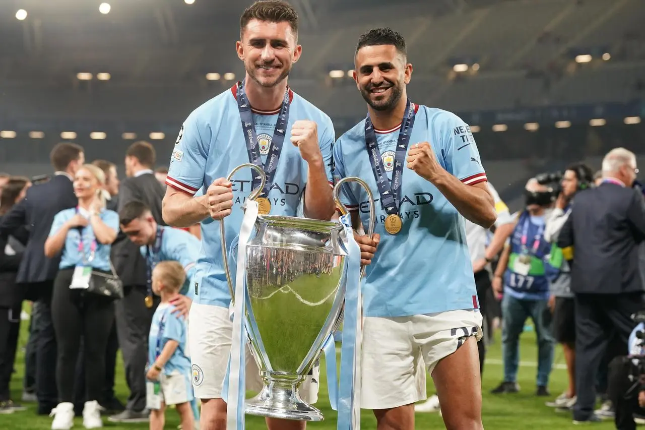 Mahrez, right, leaves the club as a Champions League winner