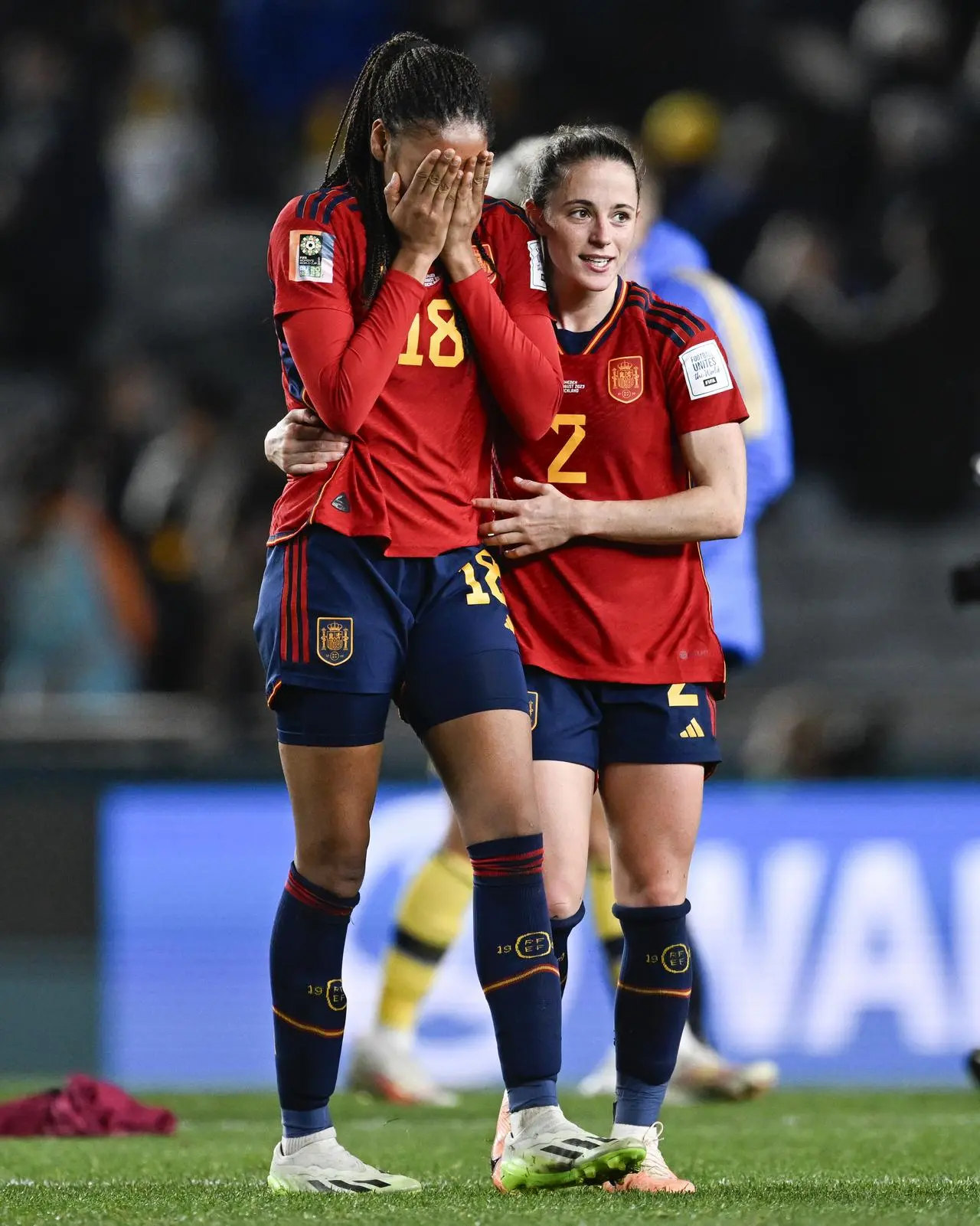 Ona Batlle (right) celebrates reaching the World Cup final