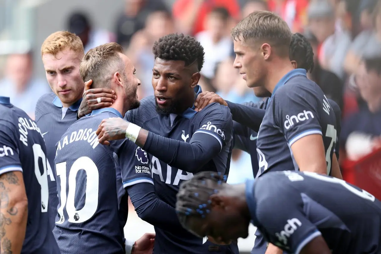 Junior Emerson celebrates scoring Tottenham's second goal