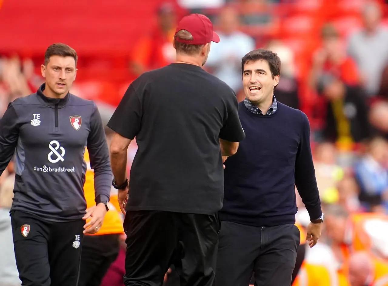 Bournemouth manager Andoni Iraola (right) felt some decisions went against his side