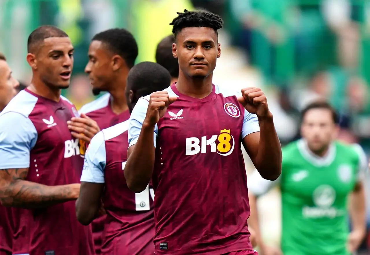 Ollie Watkins celebrates scoring the opening goal 