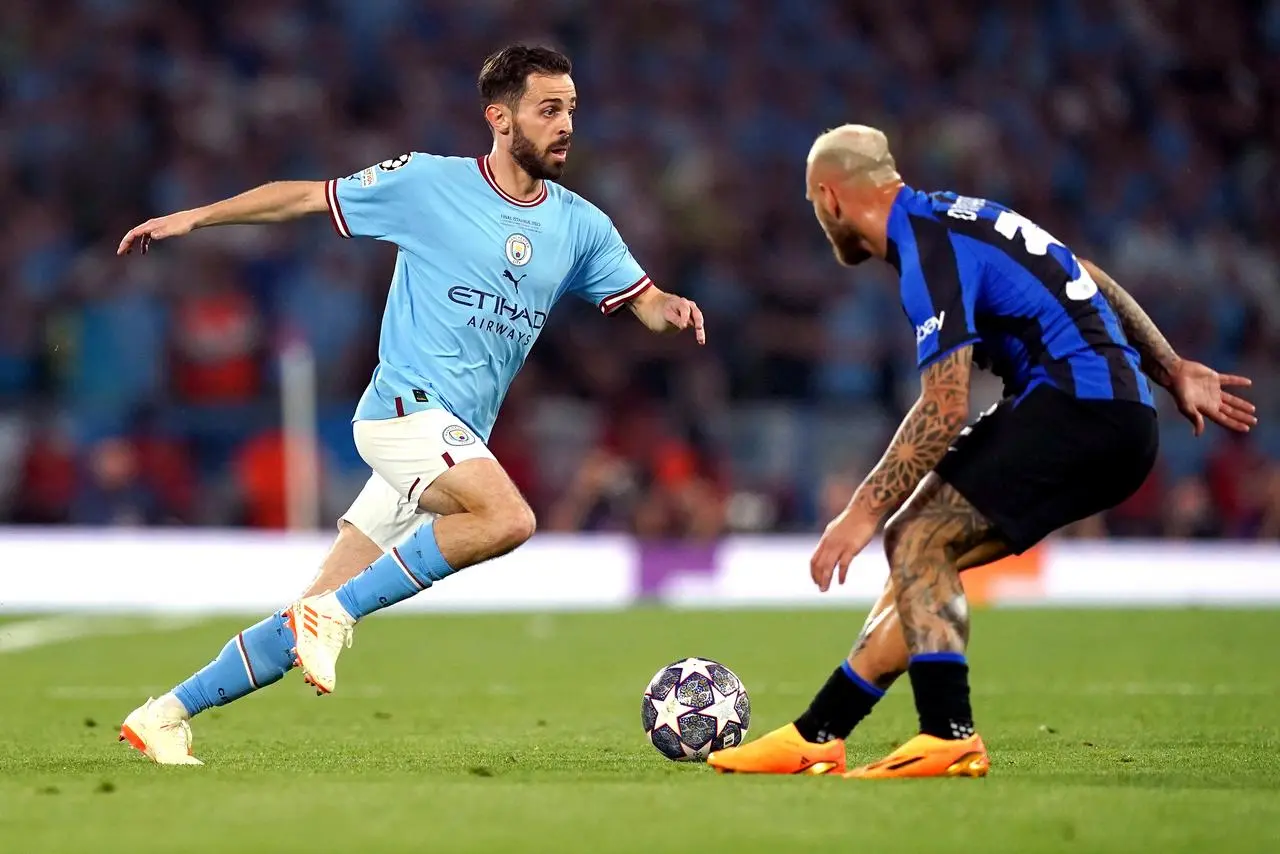 Bernardo Silva (left) in action for City (Martin Rickett/PA) City v Inter Milan – UEFA Champions League – Final – Ataturk Olympic Stadium