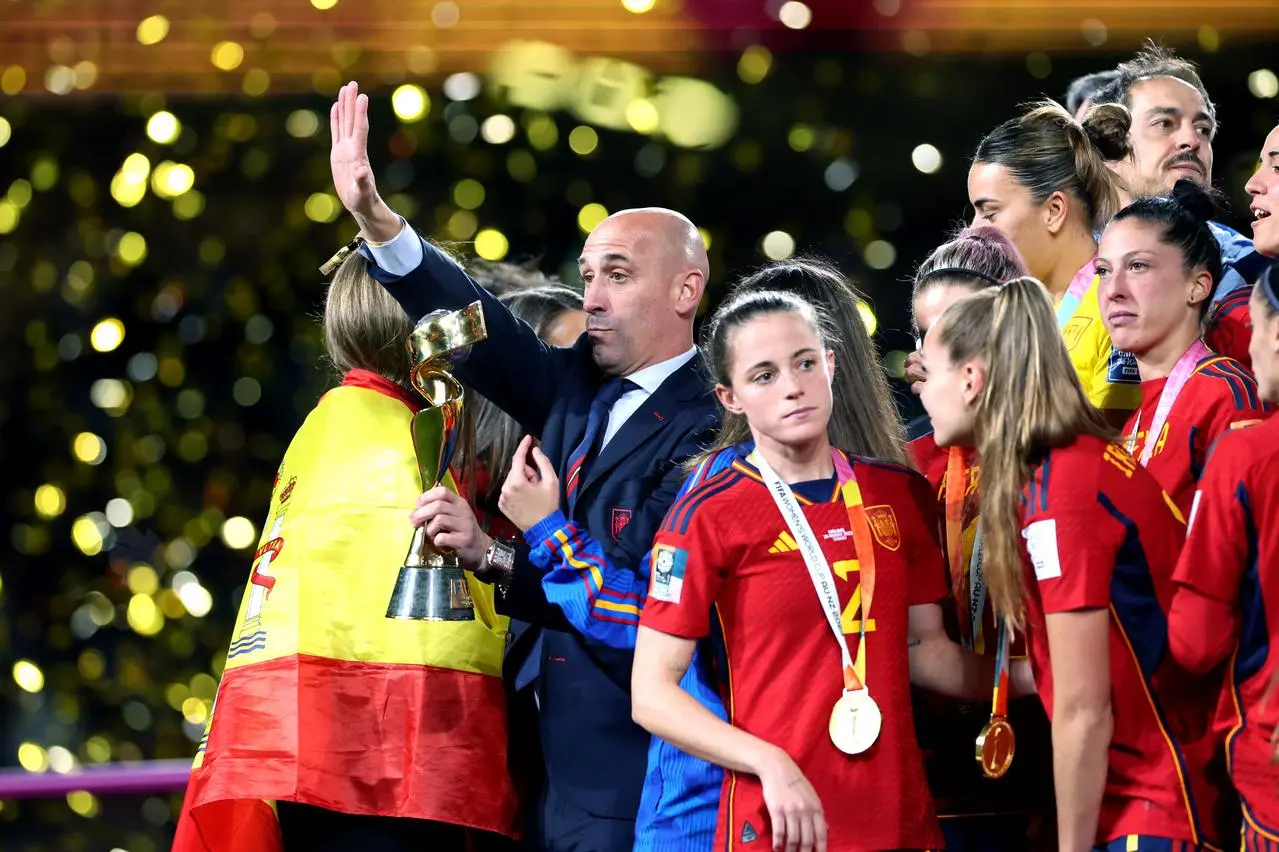 Luis Rubiales, left, following the Women’s World Cup final