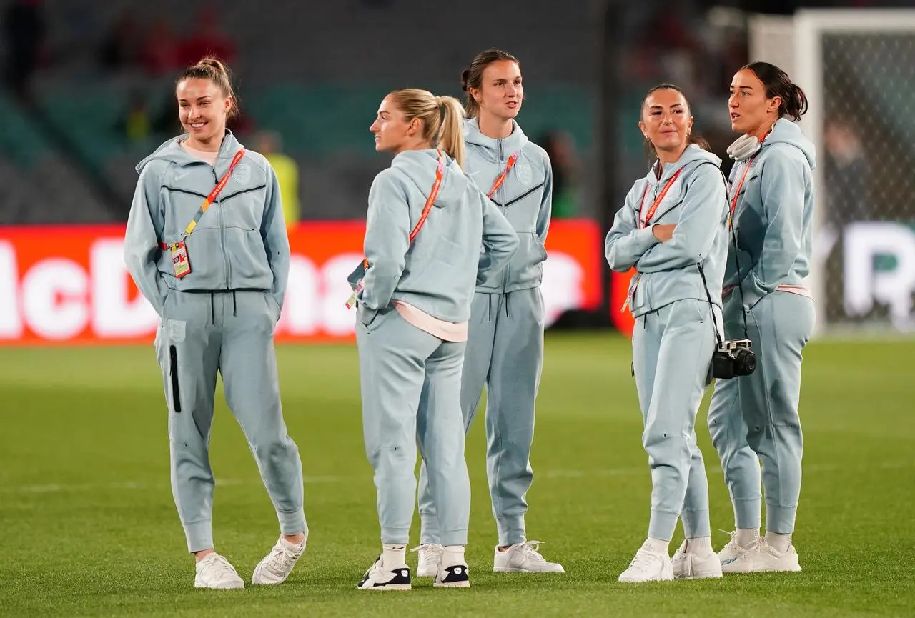 England players walk on the pitch before the World Cup final