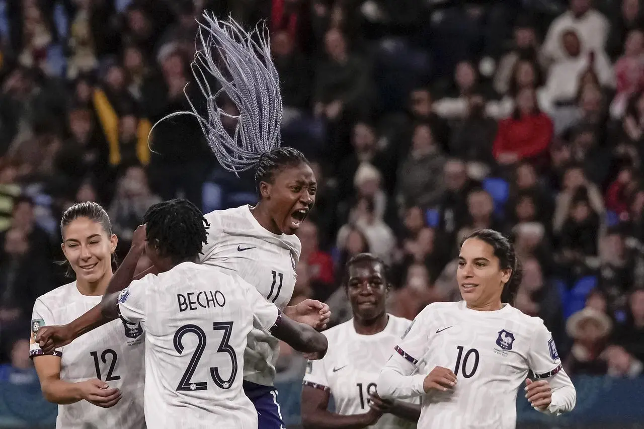 France’s Kadidiatou Diani celebrates scoring at the World Cup