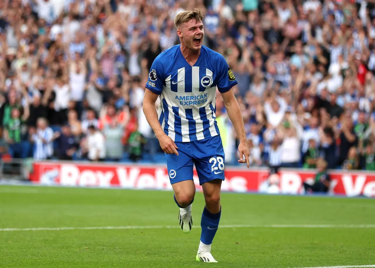 Brighton's Evan Ferguson celebrates scoring