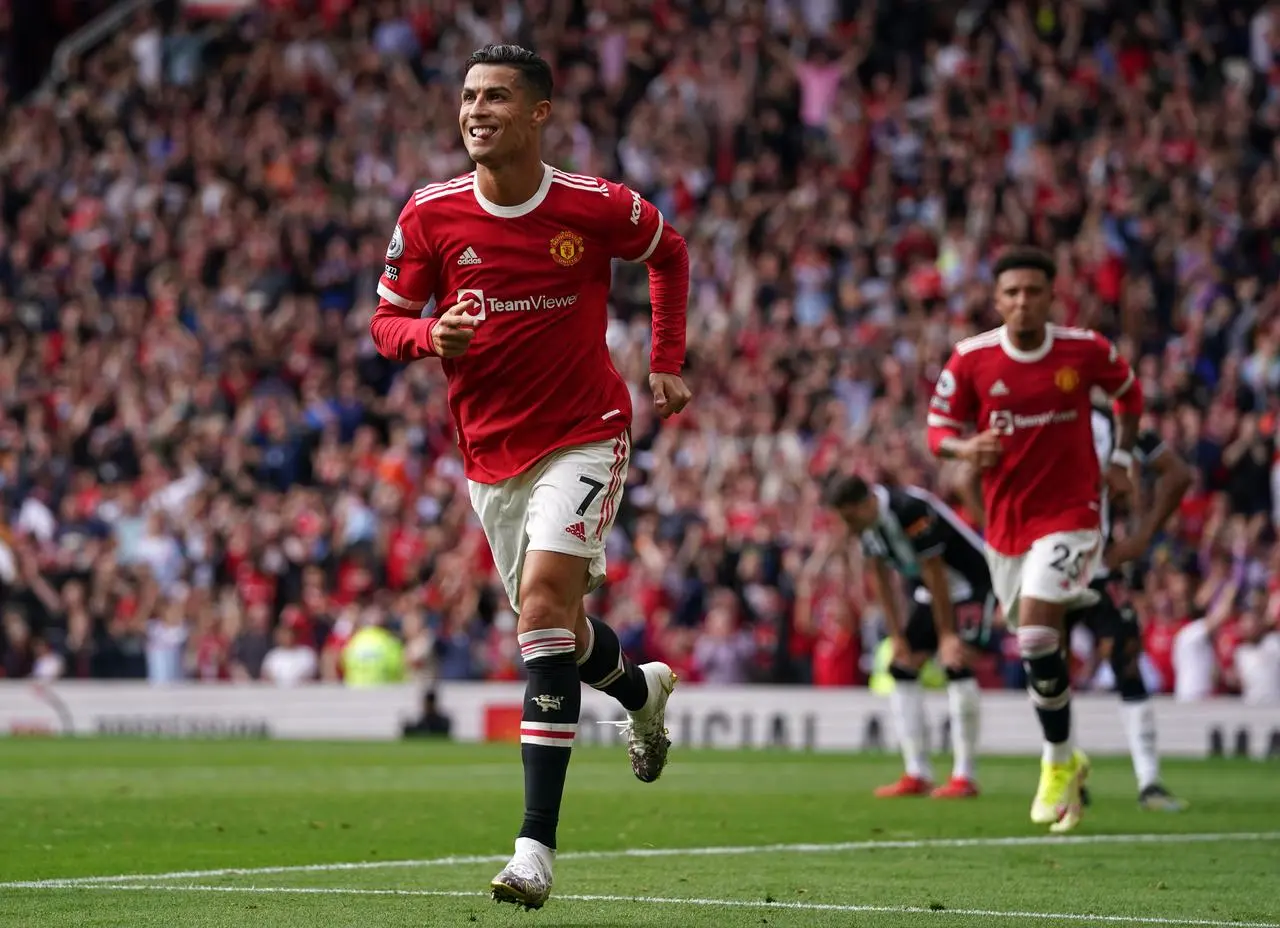 Cristiano Ronaldo celebrates scoring against Newcastle