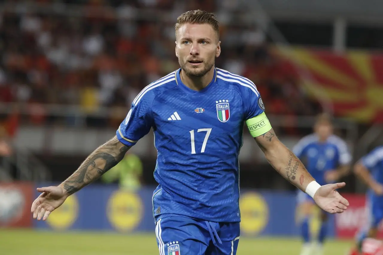 Ciro Immobile celebrates after he scoring for Italy