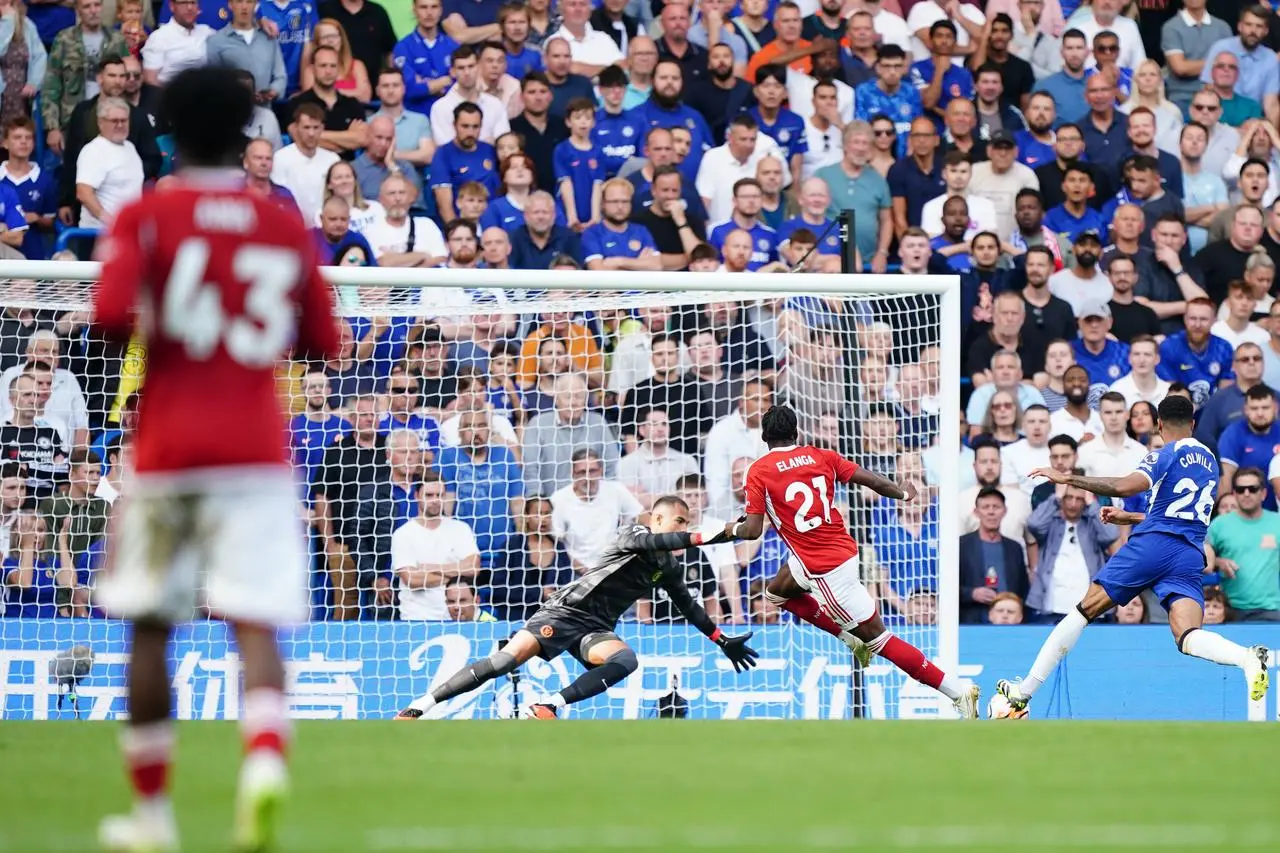 Anthony Elanga scores Nottingham Forest's winner against Chelsea (Zac Goodwin/PA)