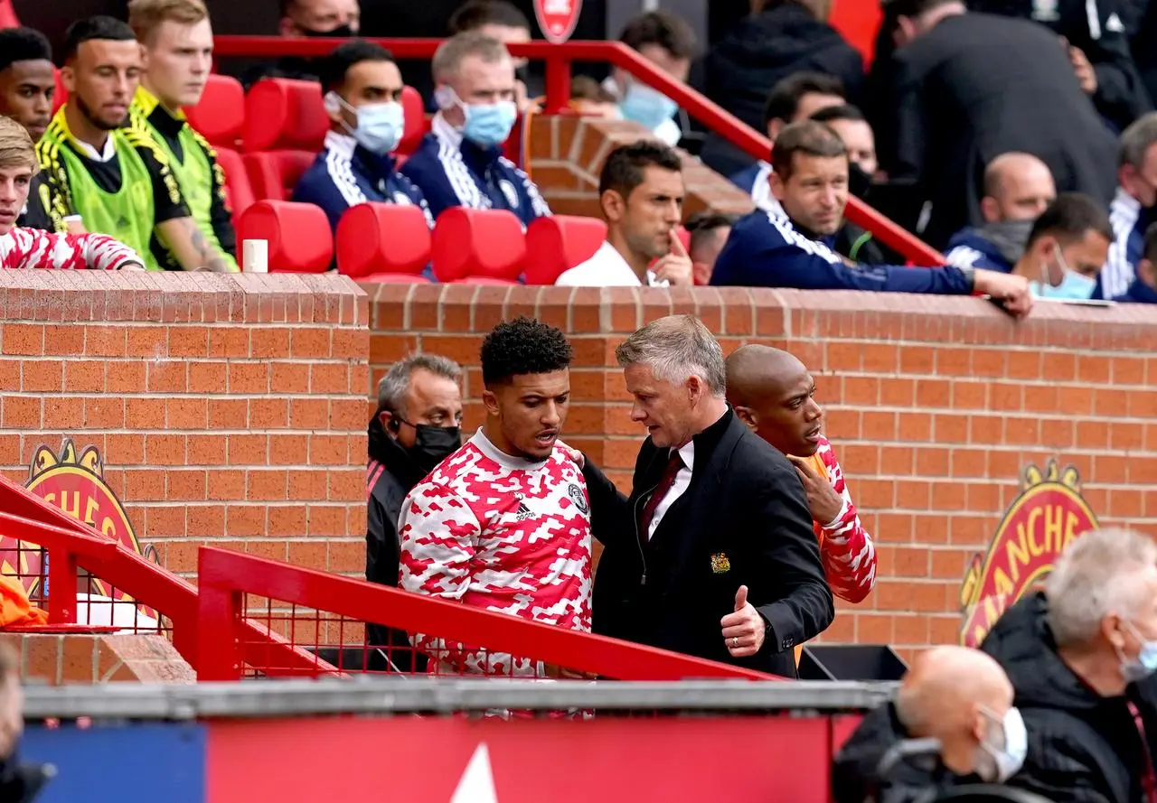 Jadon Sancho and Ole Gunnar Solskjaer