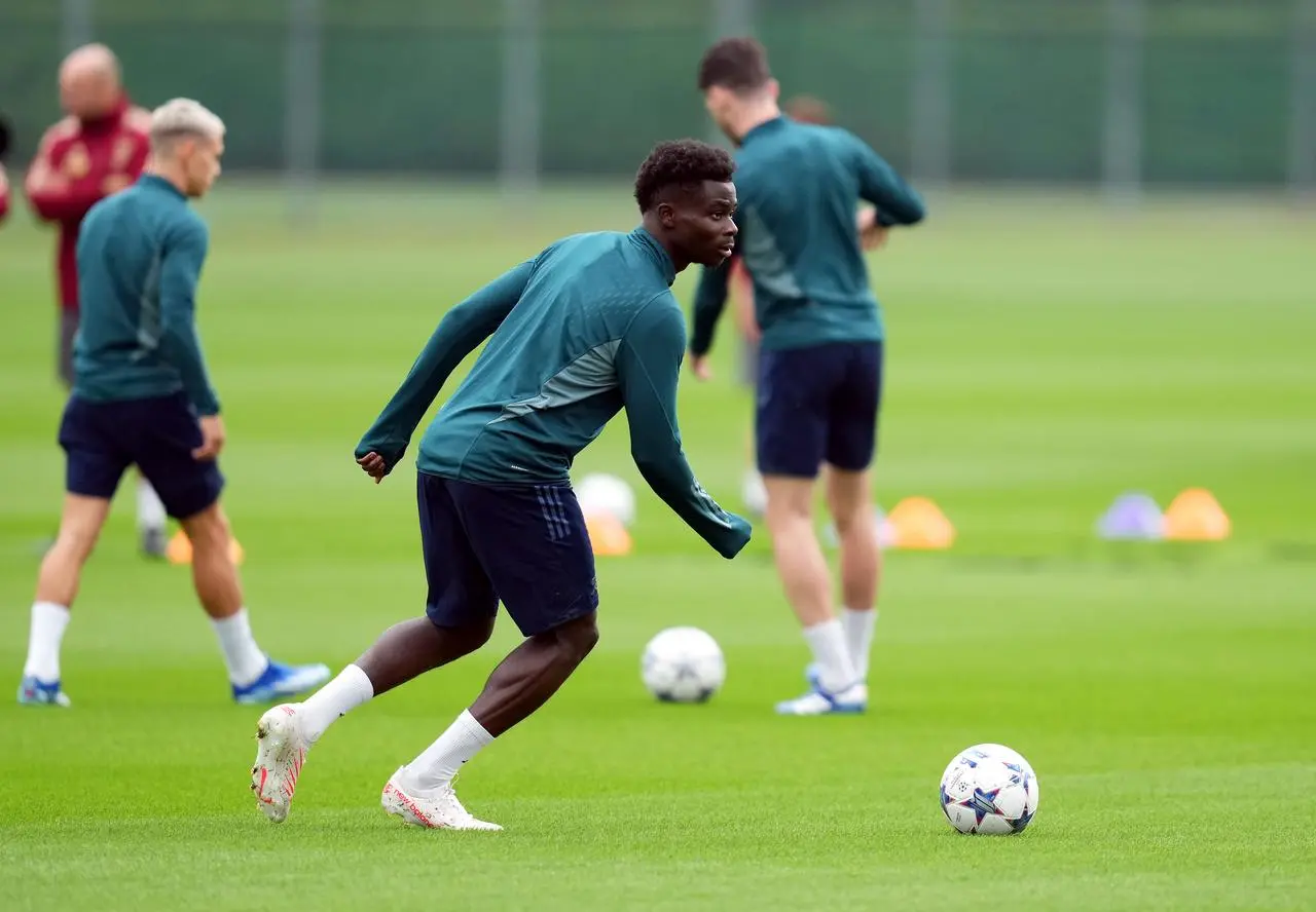 Bukayo Saka during Arsenal training