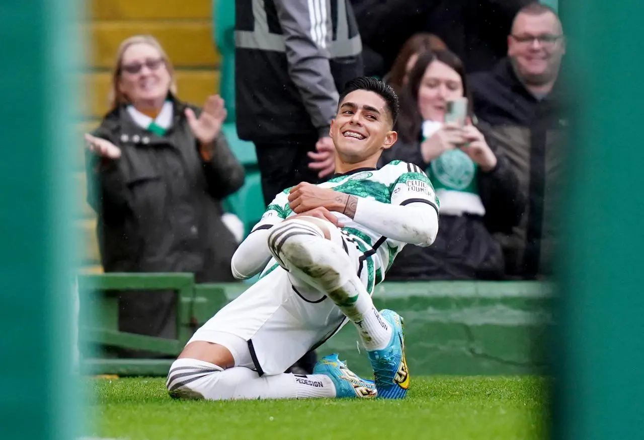 Palma celebrates scoring Celtic's second goal against Kilmarnock