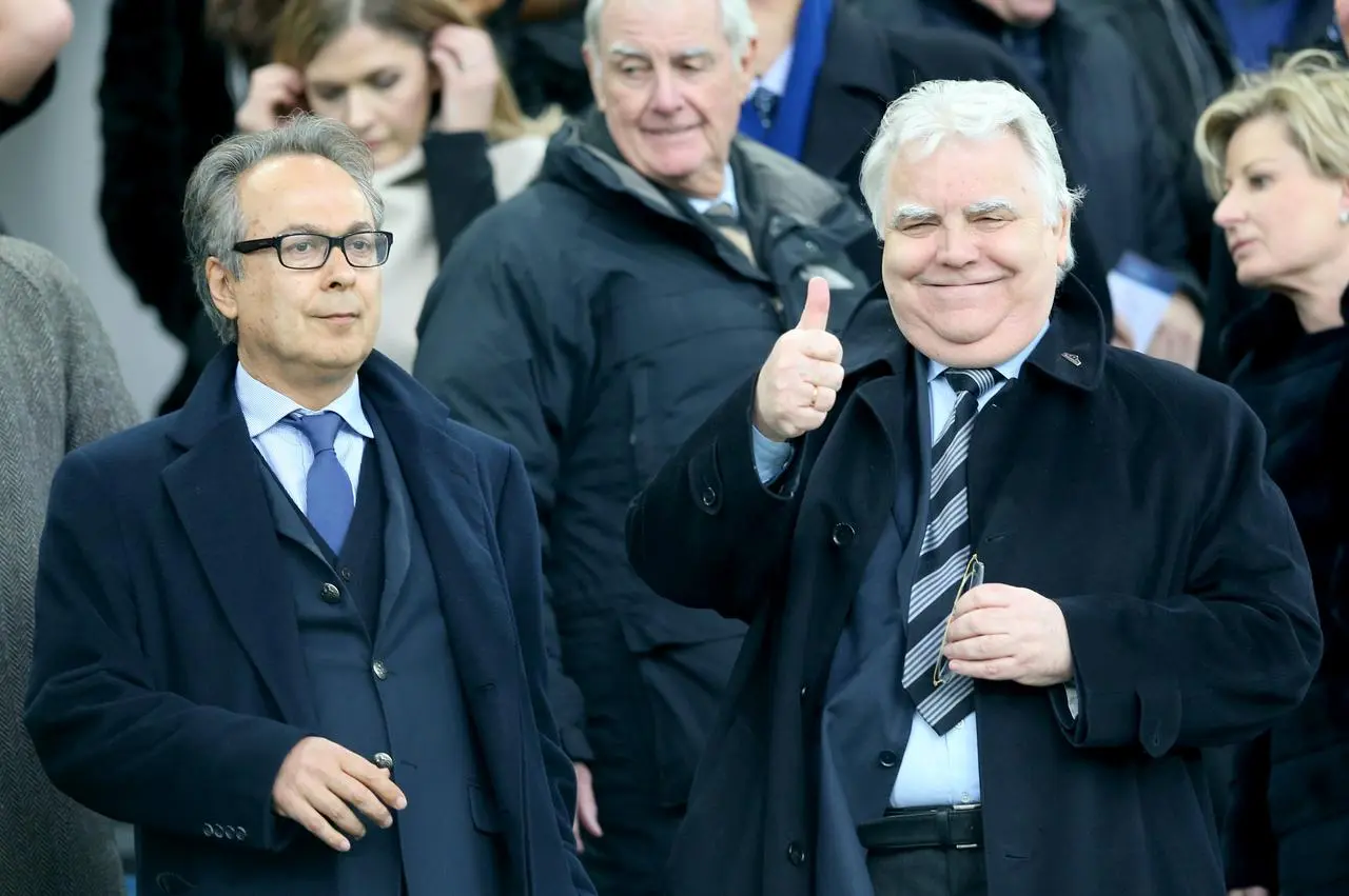 Everton owner Farhad Moshiri with Bill Kenwright, right