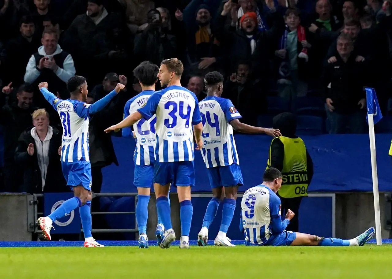 Joao Pedro (right) celebrates the opening goal