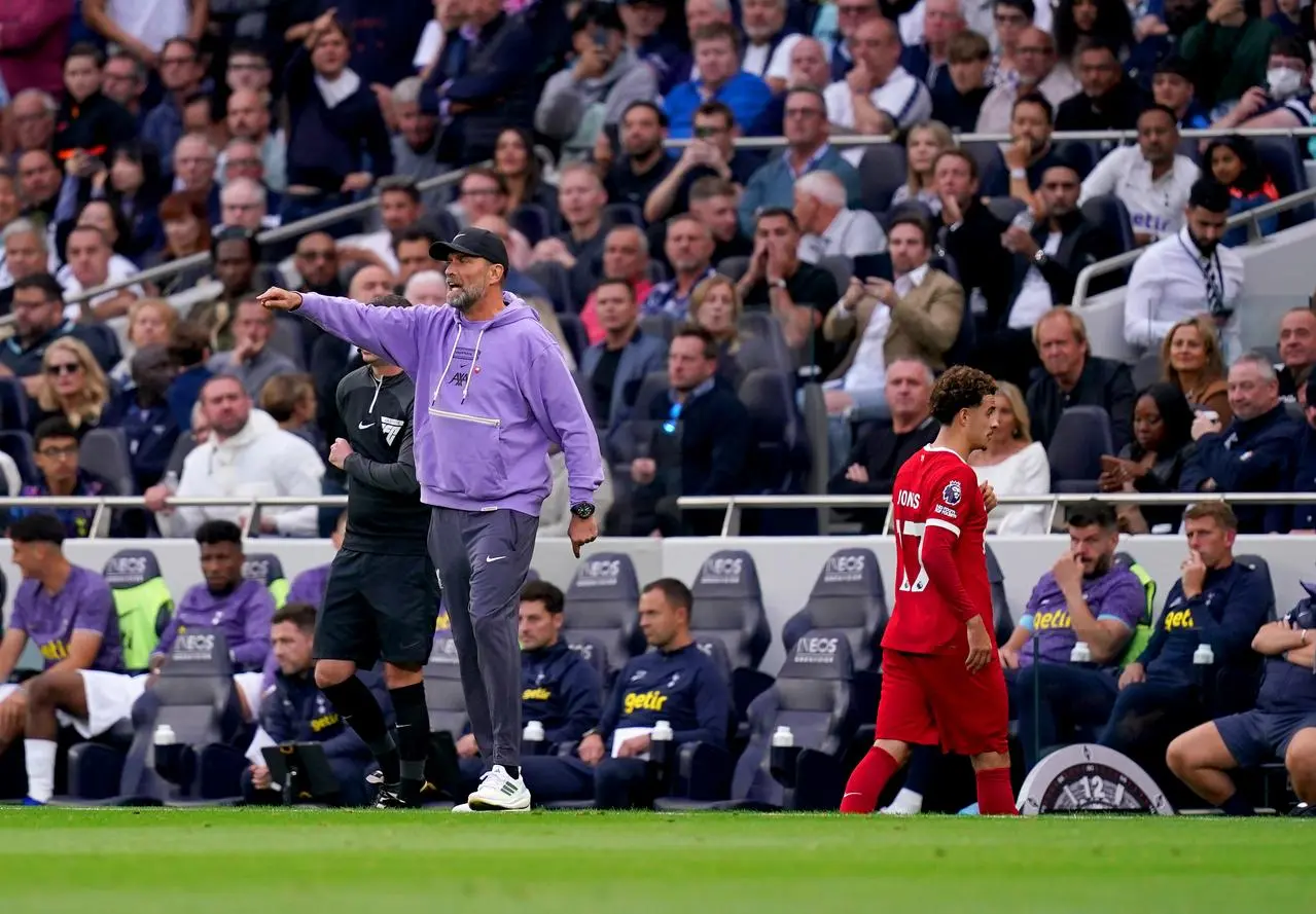 Curtis Jones was sent off after VAR upgraded his initial foul on Yves Bissouma from a yellow card