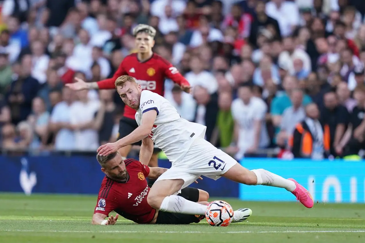 Luke Shaw playing for United against Tottenham (John Walton/PA)