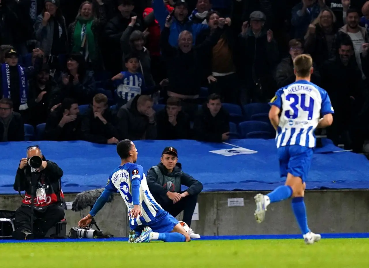 Joao Pedro (left) opened the scoring for Brighton 