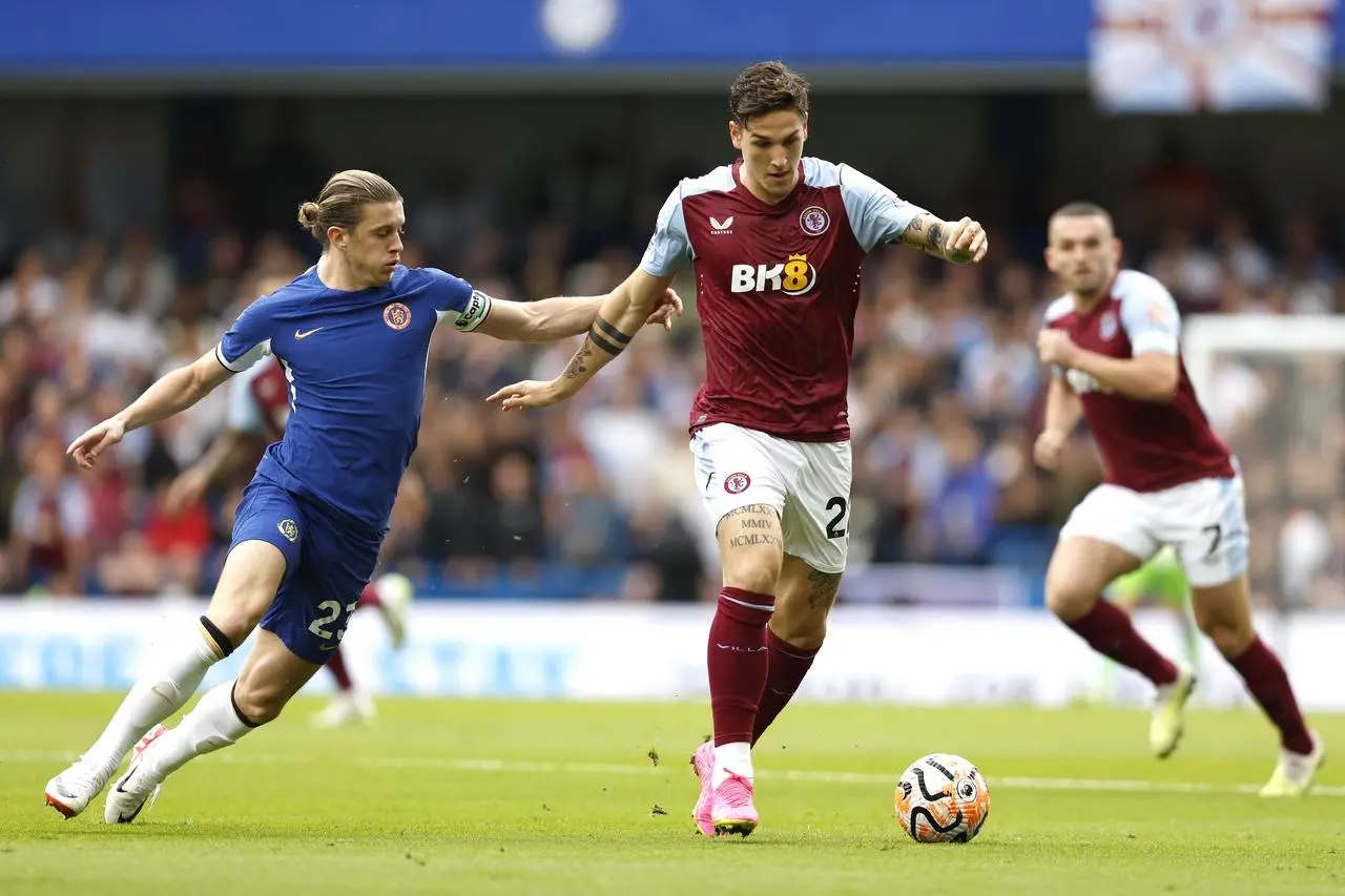 Aston Villa’s Nicolo Zaniolo, centre, was withdrawn from Italy's squad last week