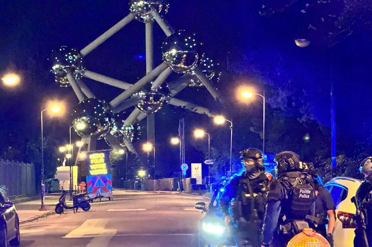 Police patrol outside the King Baudouin Stadium