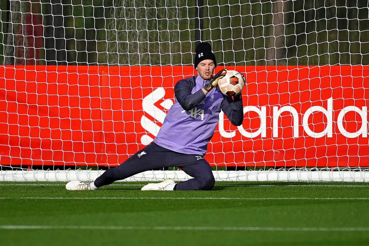 Liverpool’s Caoimhin Kelleher in action