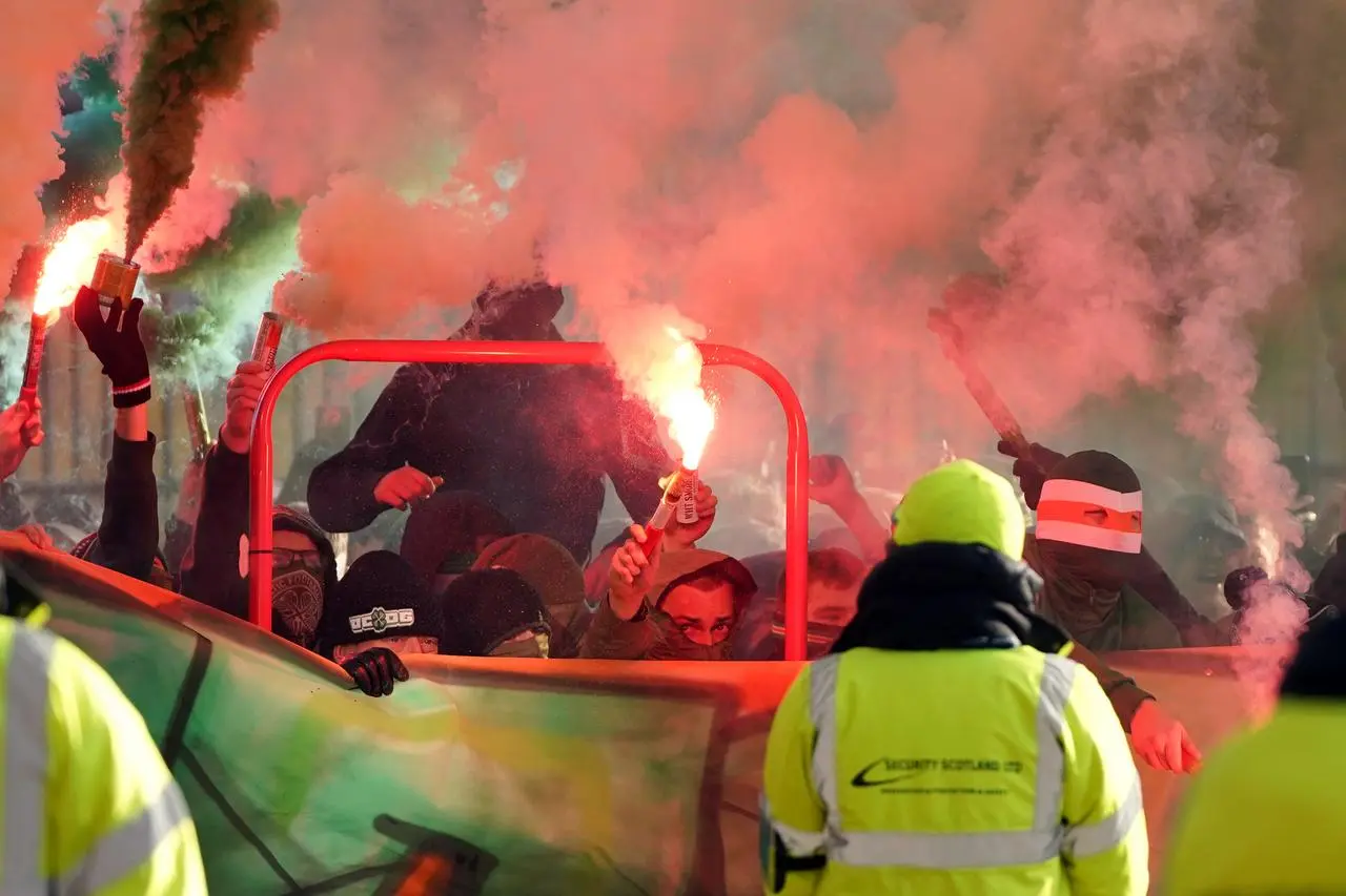 Fans outside Celtic Park 