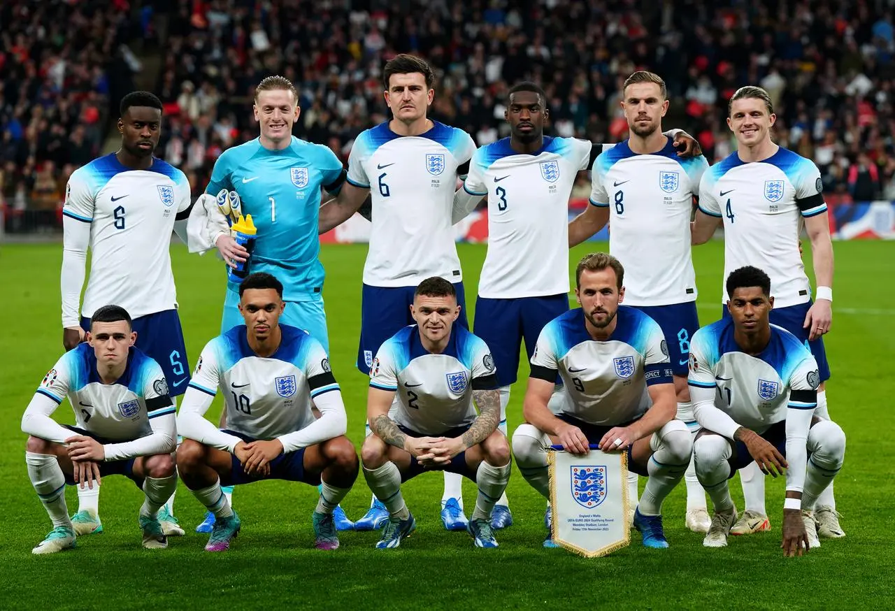 The England team lines up to face Malta