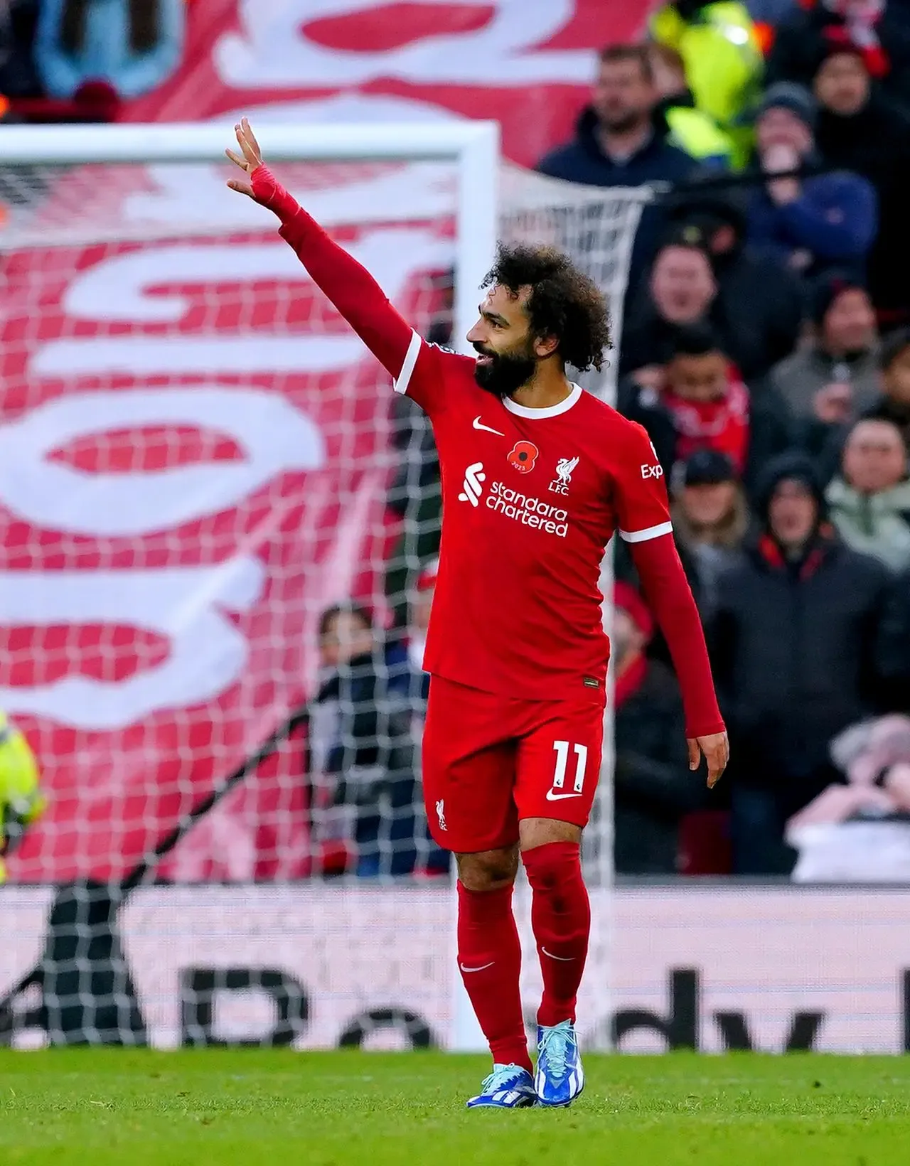 Mohamed Salah celebrates against Brentford