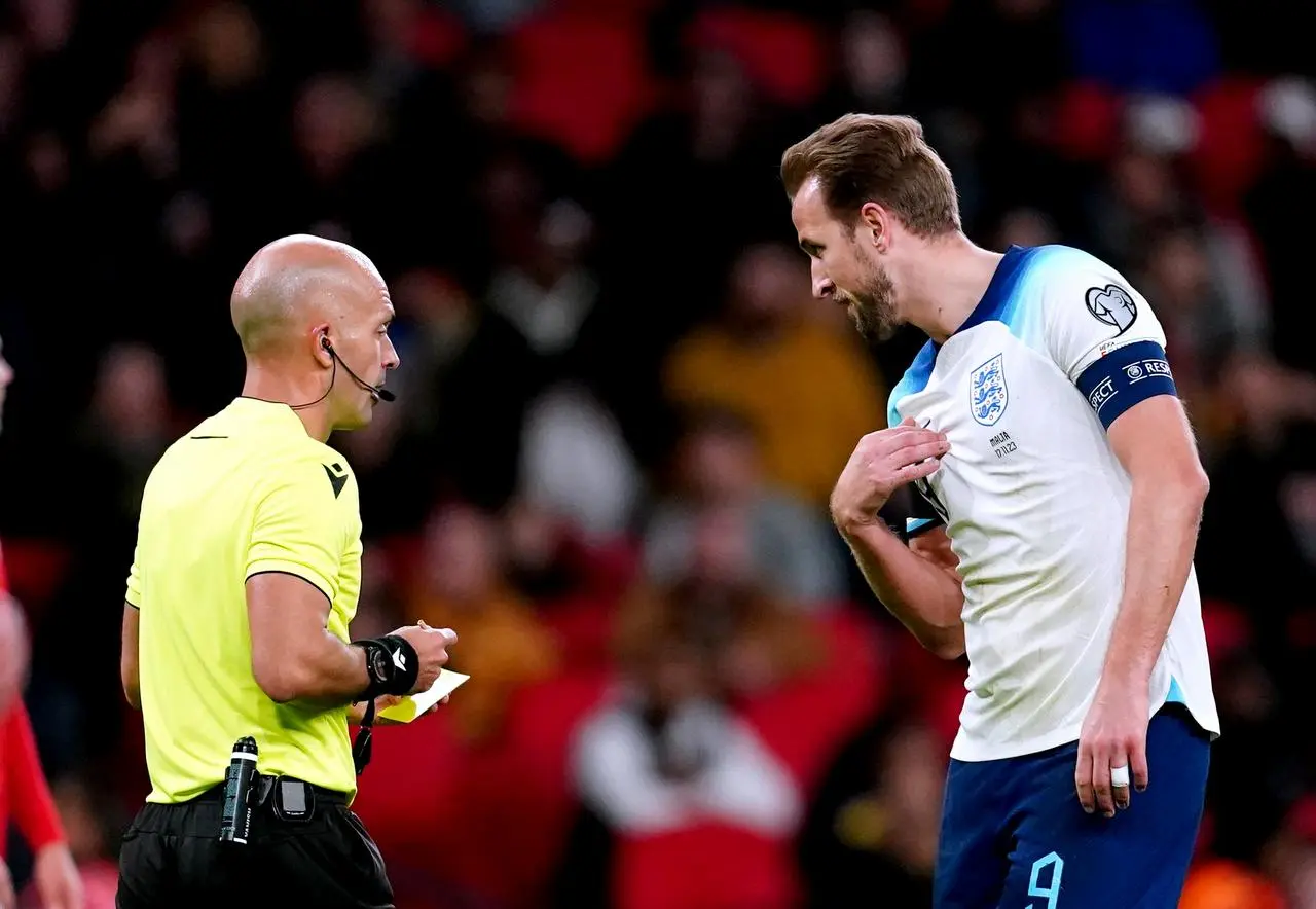 Referee Luis Godinho booked Harry Kane for diving in the Malta win