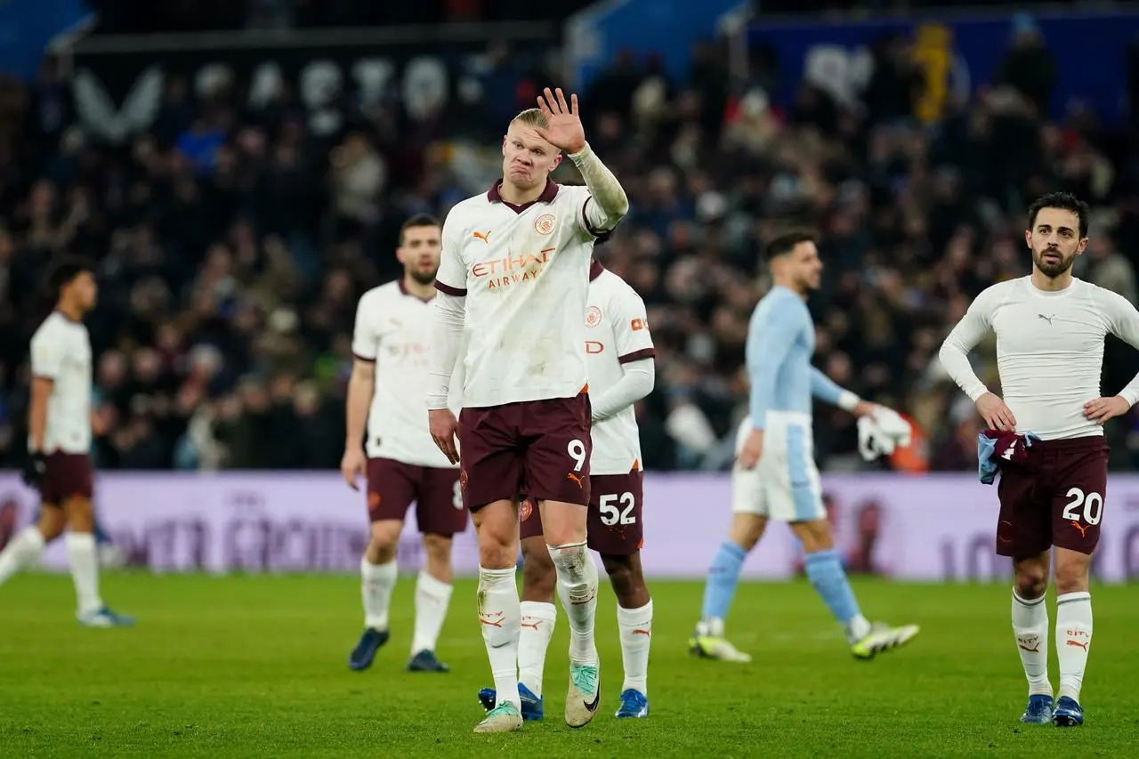 Erling Haaland appears dejected at full-time 