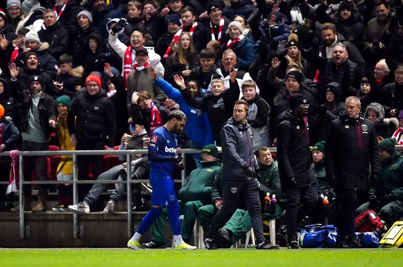 Said Benrahma leaves the pitch after being sent off against Bristol City