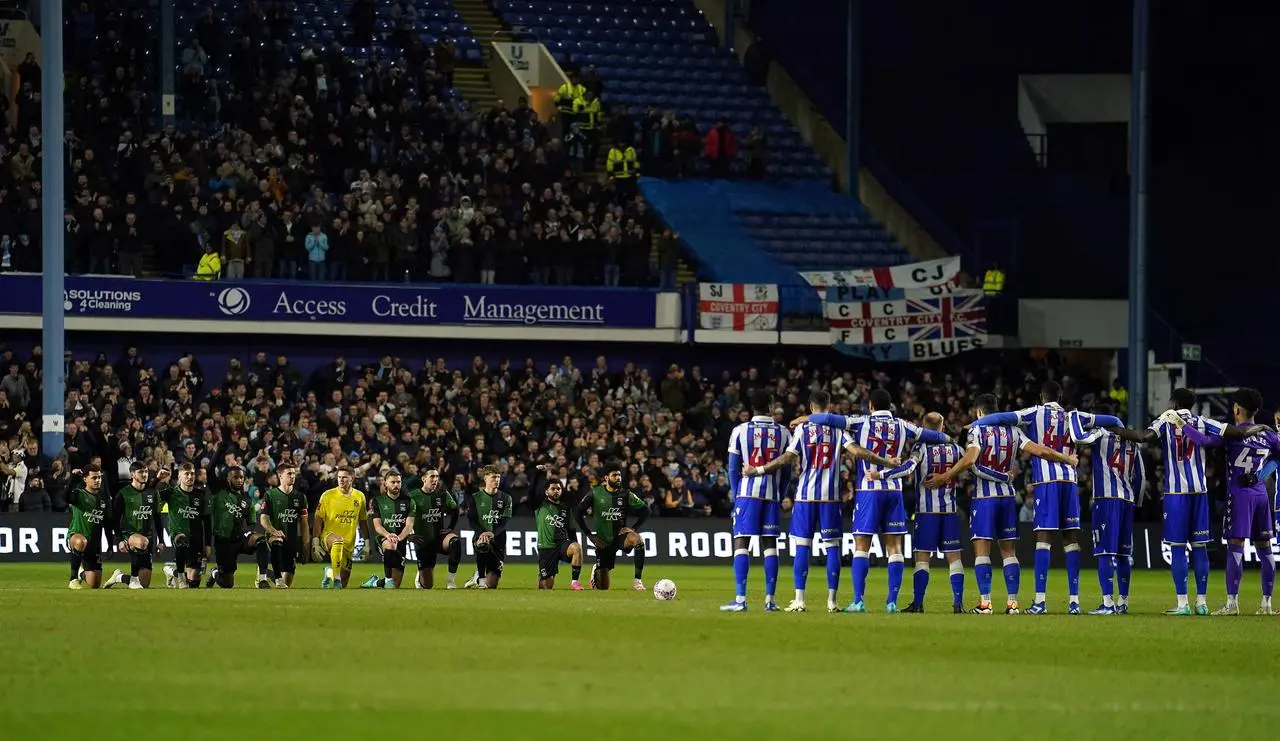 Coventry players took the knee before kick-off in their FA Cup tie against Sheffield Wednesday at the weekend