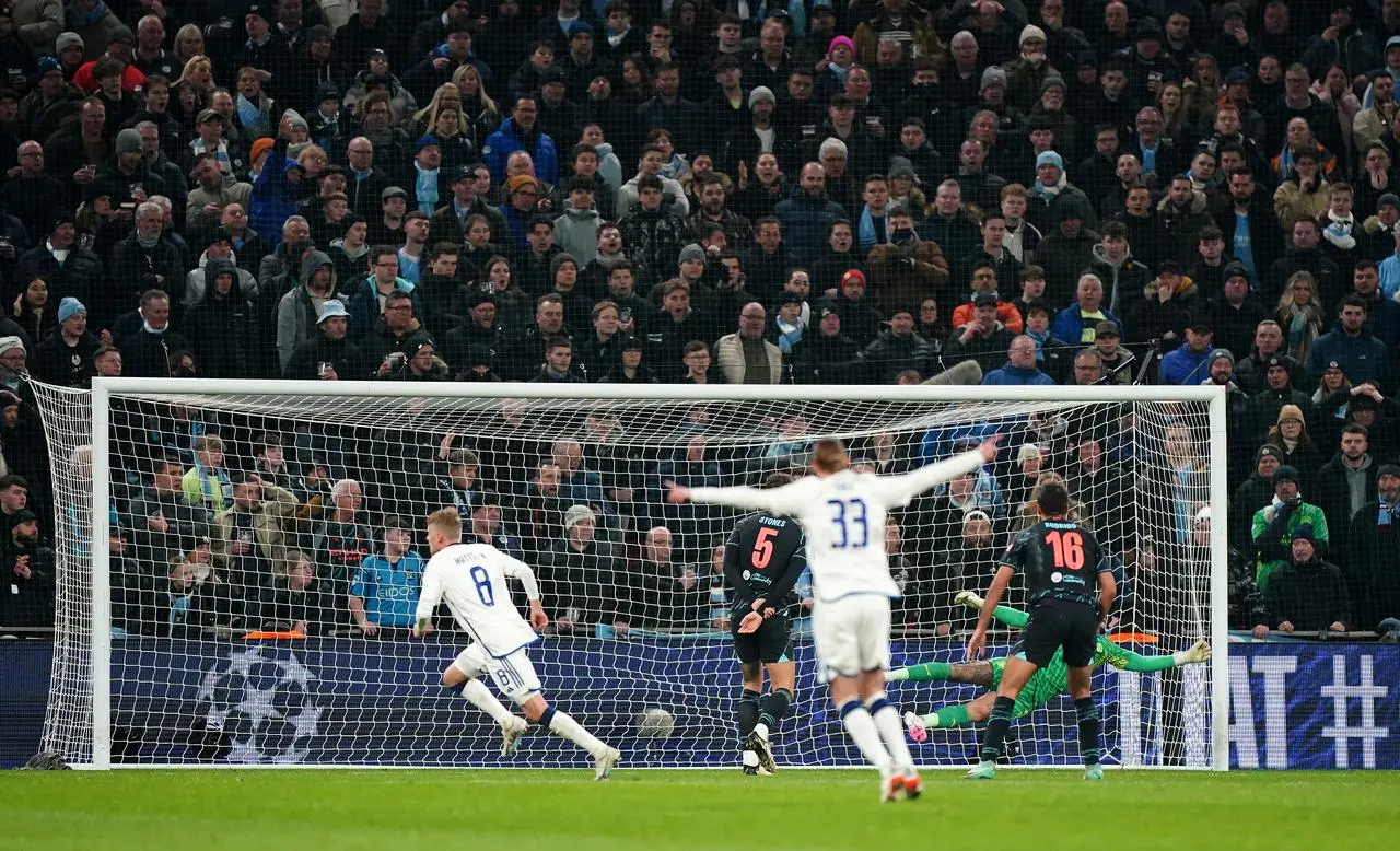 Magnus Mattsson, left, scores for FC Copenhagen