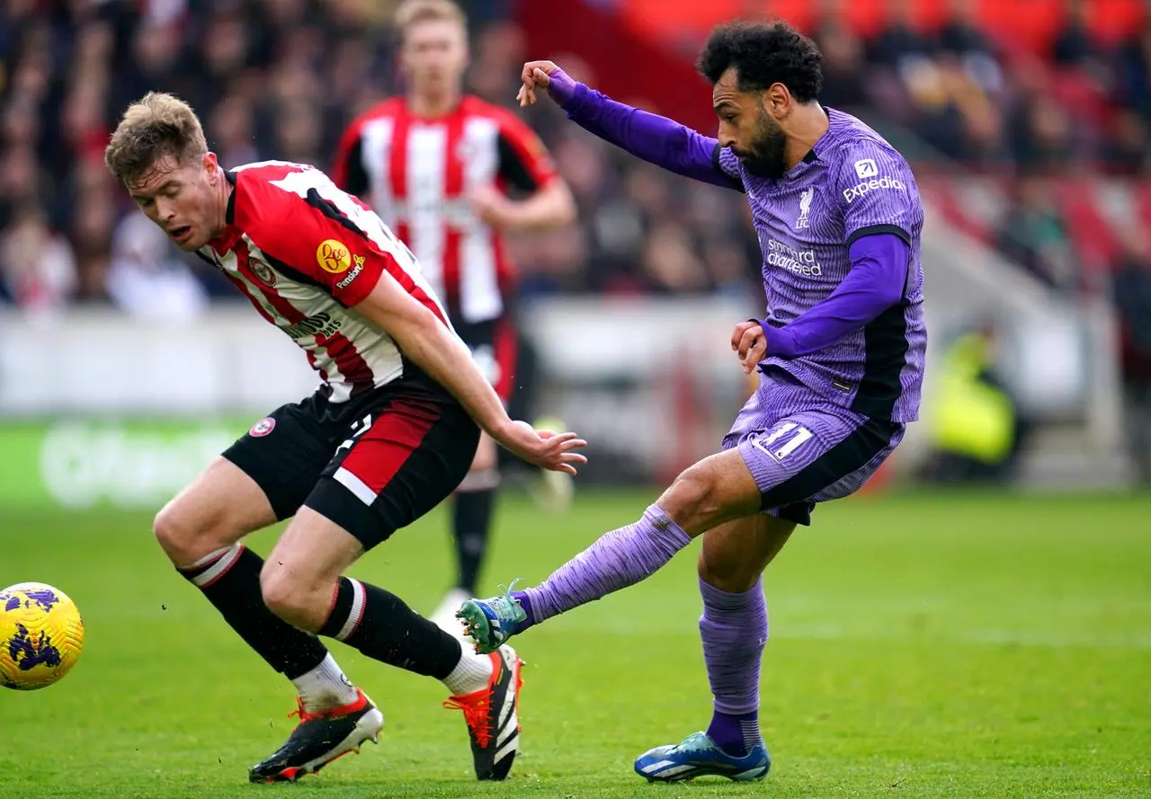 Mohamed Salah slots home his goal in the second half