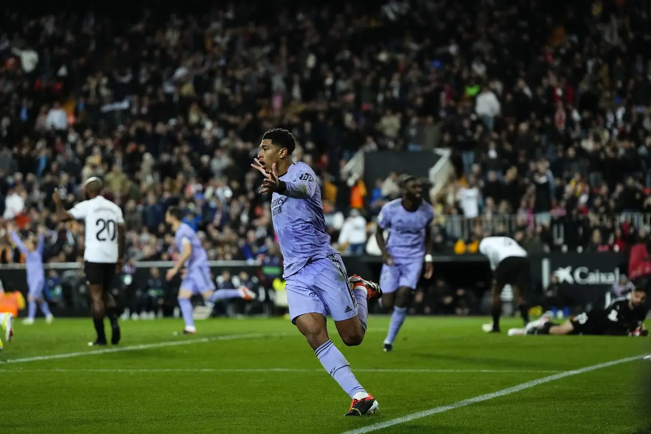 Jude Bellingham reacts after his goal is disallowed against Valencia