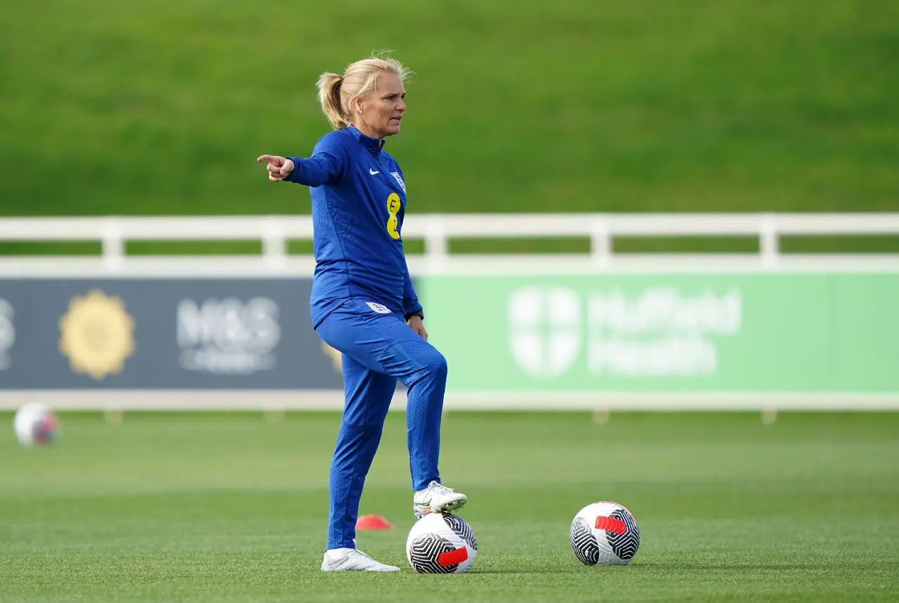 Wiegman during a training session at St George's Park (Joe Giddens/PA)