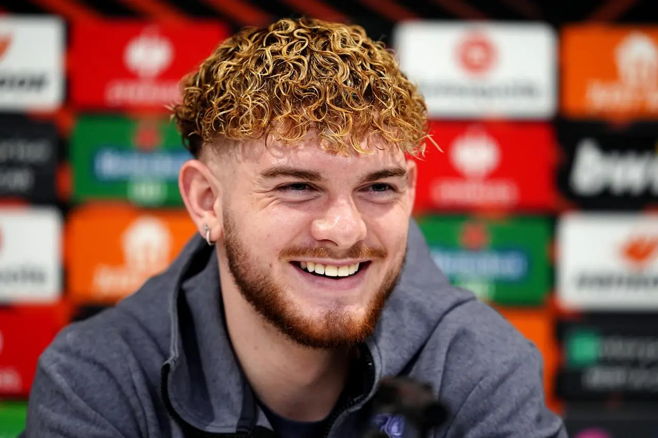 Harvey Elliott speaks at a press conference on Wednesday