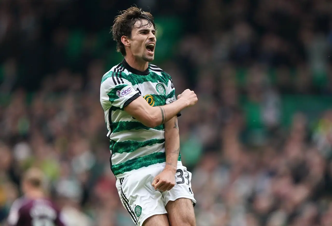 Celtic's Matt O’Riley celebrates scoring