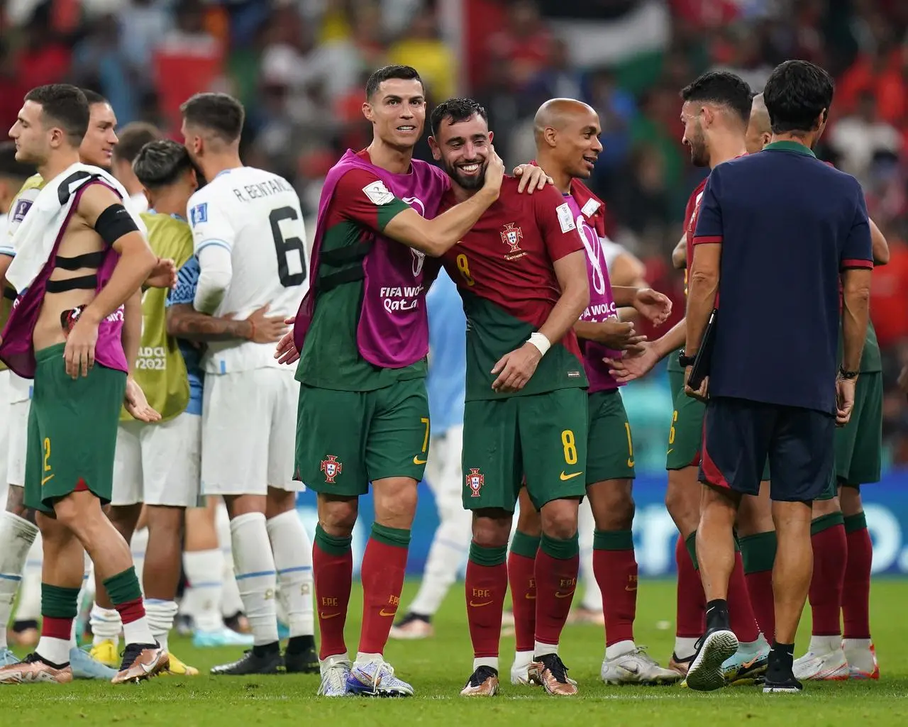 Cristiano Ronaldo, left, and Bruno Fernandes