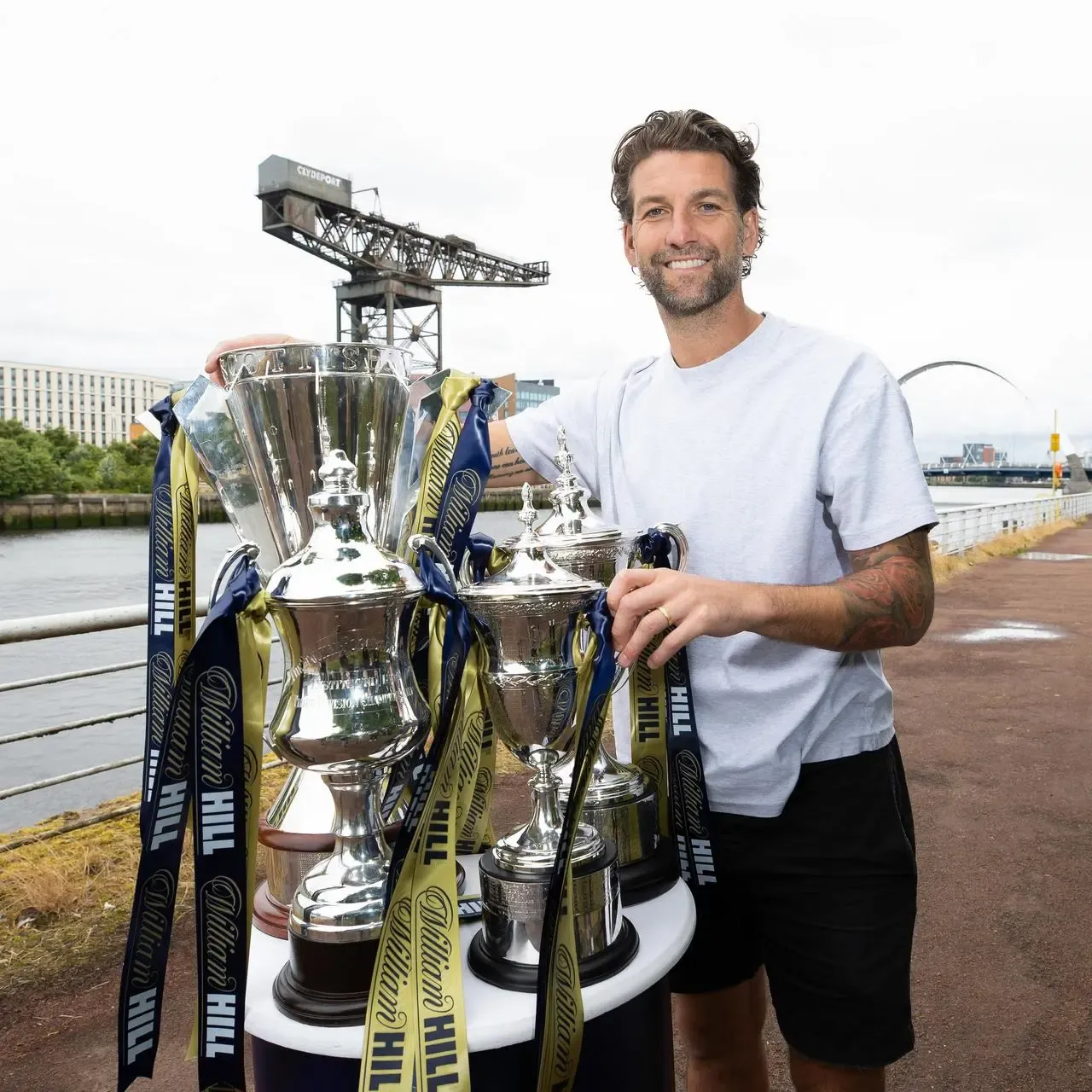 Charlie Mulgrew with the William Hill SPFL trophies