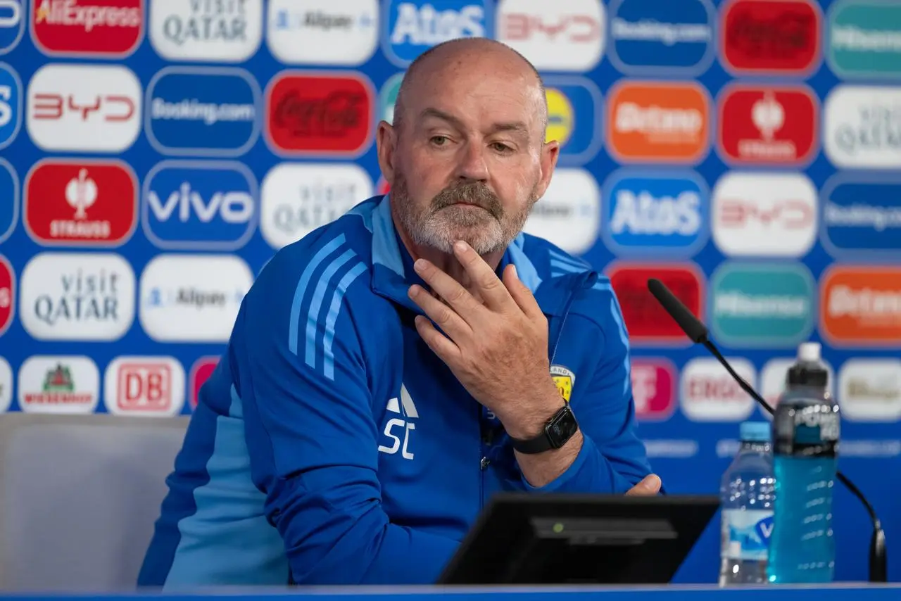 Scotland manager Steve Clarke during a press conference at Stuttgart Arena