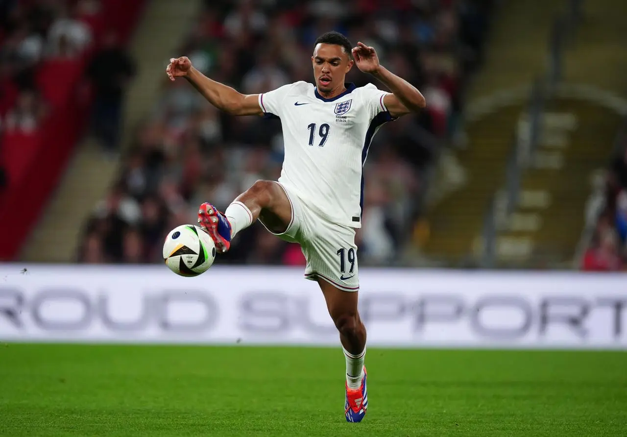 England’s Trent Alexander-Arnold controls the ball during the international friendly against Iceland