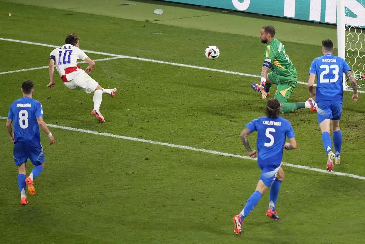 Croatia’s Luka Modric scores against Italy at Euro 2024