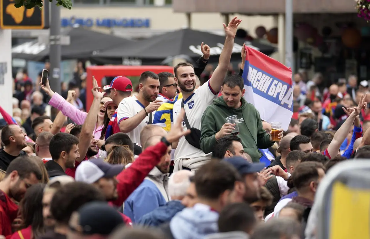 Serbia fans in Gelsenkirchen