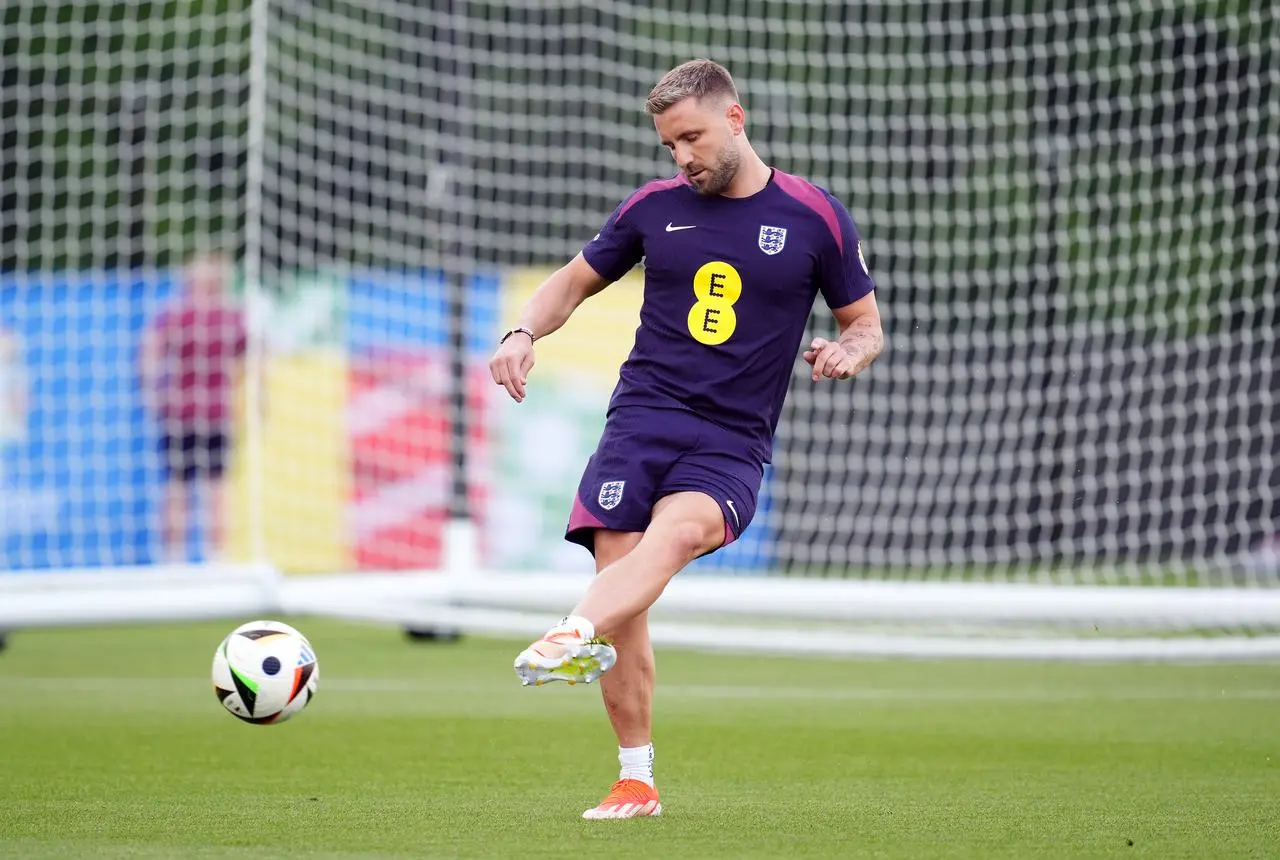 England’s Luke Shaw during a training session at the Spa & Golf Resort Weimarer Land in Blankenhain