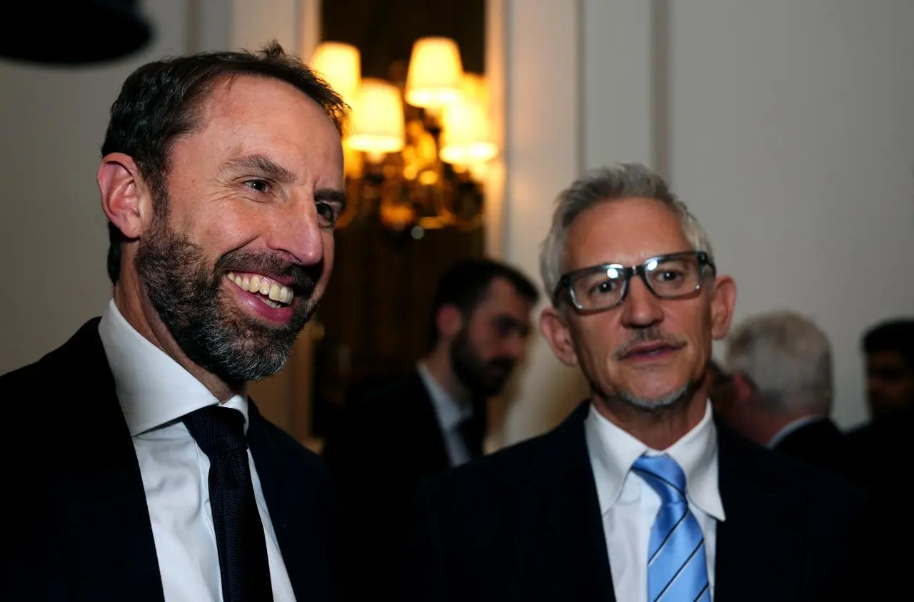 England manager Gareth Southgate with Gary Lineker ahead of the FWA Footballer of the Year awards