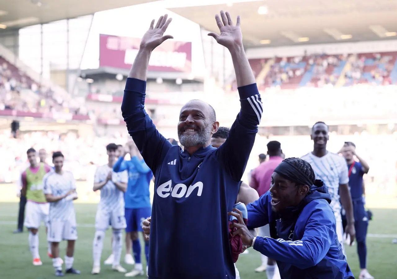 Nottingham Forest manager Nuno celebrates with the club's fans
