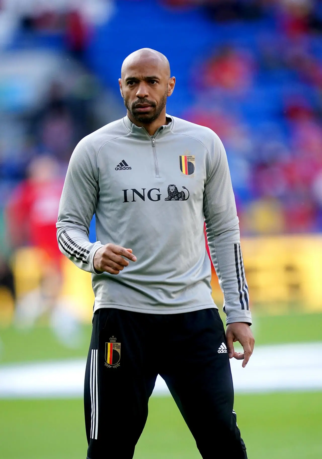 Thierry Henry looks on during a Belgium warm-up