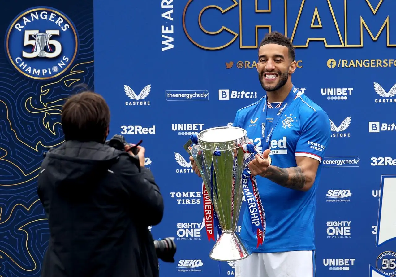 Connor Goldson holds the Scottish Premiership trophy 