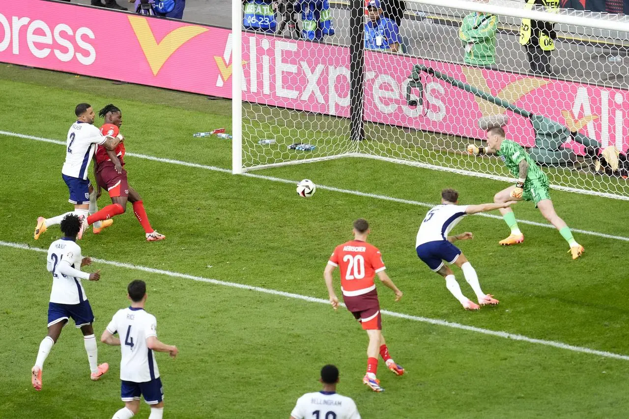 Breel Embolo (second top left) gives Switzerland the lead