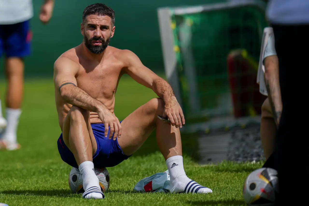 Spain’s Dani Carvajal in a training session ahead of the Euro 2024 final